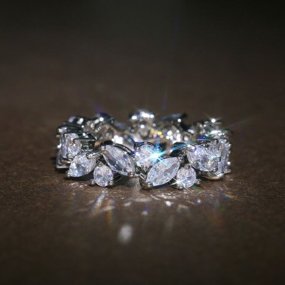 Jewelry - 🔥 Fashion Dainty Shiny Interlaced Marquis Gems Eternity Ring for Women,P…